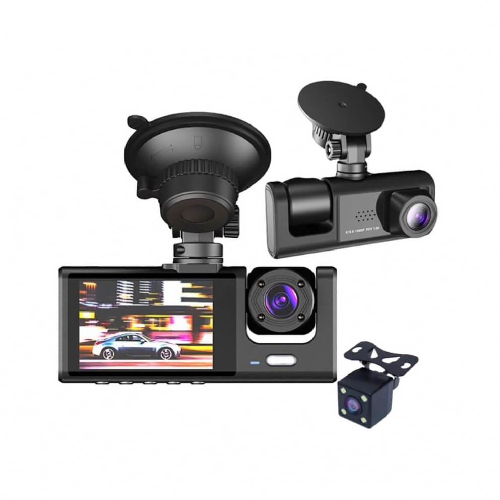 CÁMARA PARA AUTOMÓVIL WIFI 3 EN 1 HD 1080P CON CÁMARA TRASERA