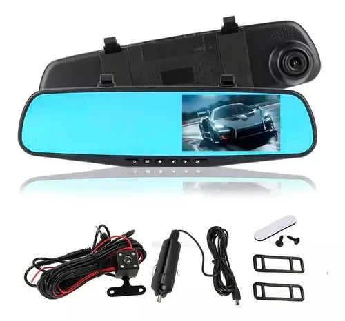 ESPEJO RETROVISOR UNIVERSAL CON 2 CAMARAS TRASERA Y DELANTERA